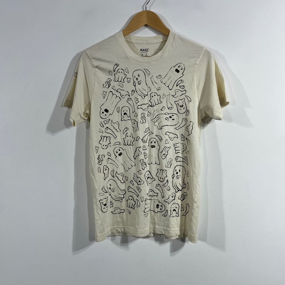 Halloween Novelty Ghost Graphic Print Short Sleeve T-Shirt Women Medium Womens L